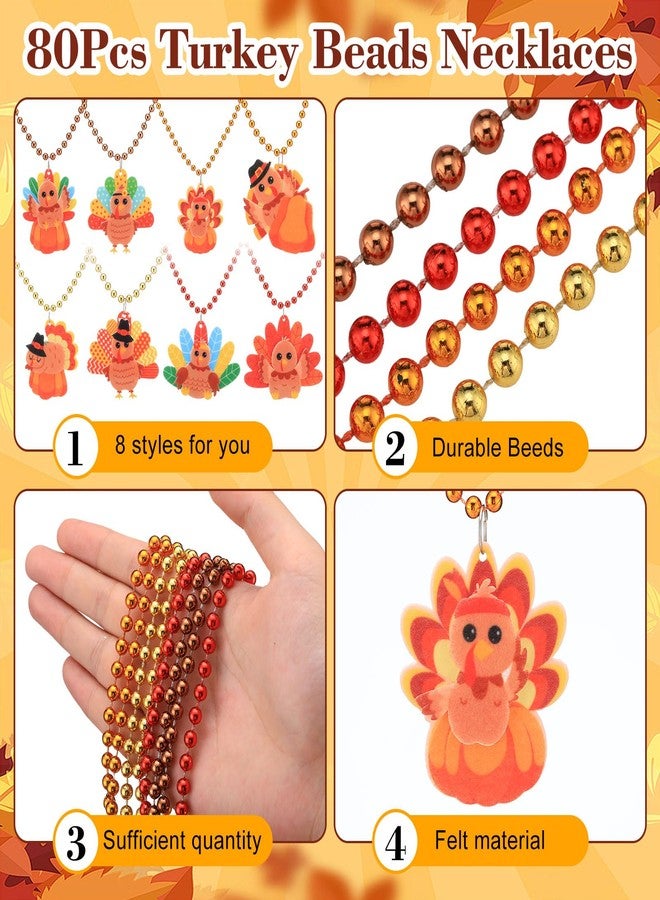 قلادات خرز على شكل ديك رومي من Knitgrip، 80 قطعة، لعيد الشكر، قلادات خرز على شكل ديك رومي بالجملة، 32 بوصة، قلادات للحفلات والعطلات، لحفلات الزفاف وأعياد الميلاد وحفلات الشتاء والكريسماس. - Image 3